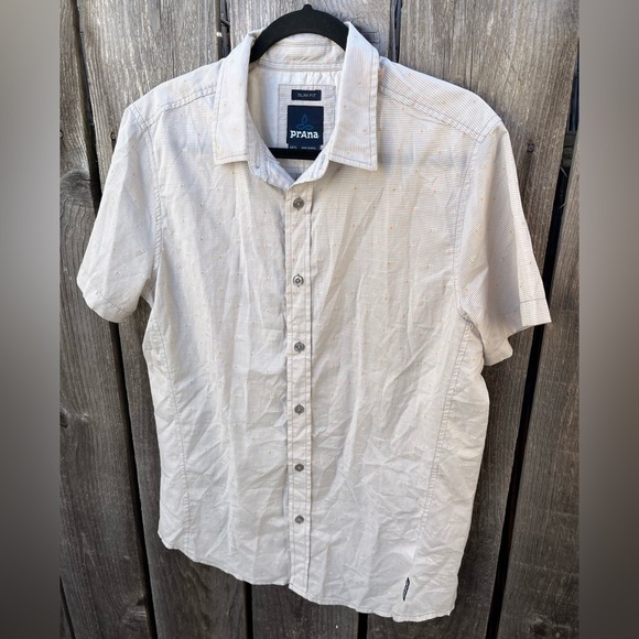 Men's PrAna Button-Down Shirt Multicolor Geometric  M Cotton Hippy BOHO City - Picture 3 of 12